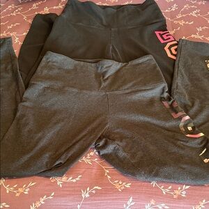 Victoria's Secret bundle, black and grey leggings with logo on the legs size med